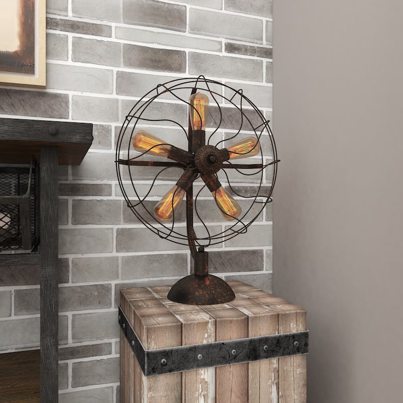 Bronze Metal Vintage Fan Shape 5 Light Accent Lamp - 18 x 24