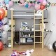 preview thumbnail 2 of 8, Full Size Wood Loft Bed With Built-in Storage Cabinet and Cubes,Foldable desk,Multiple Choice,2 installation options,Gray