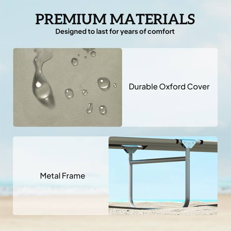 Outsunny Outdoor Lounge Chair, Adjustable Folding Chaise Lounge, Tanning Chair with Sun Shade for Beach, Camping, Hiking