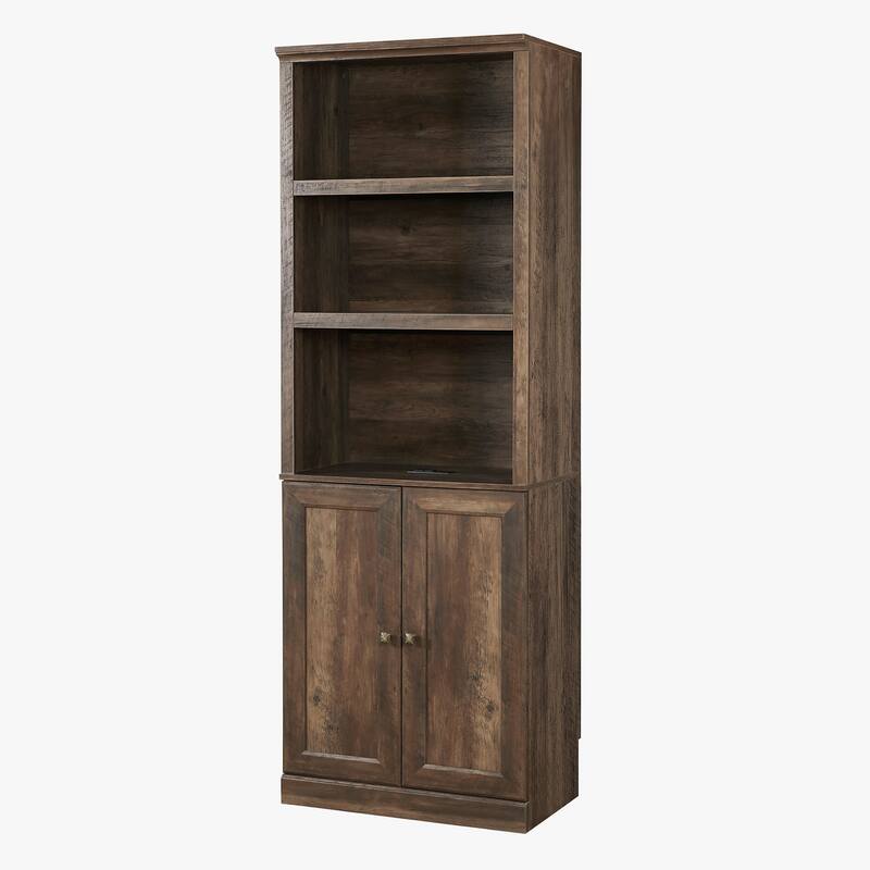 3 Open Shelves Bookcase Side Cabinet Storage Shelves,1 Doors Bookshelf with USB Port,Suitable for Home Office Storage