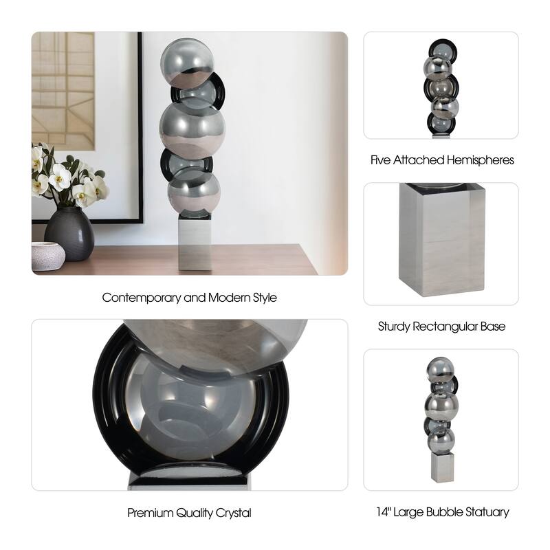 Sagebrook Home Borys Crystal Bubble Statuary, Clear, Modern