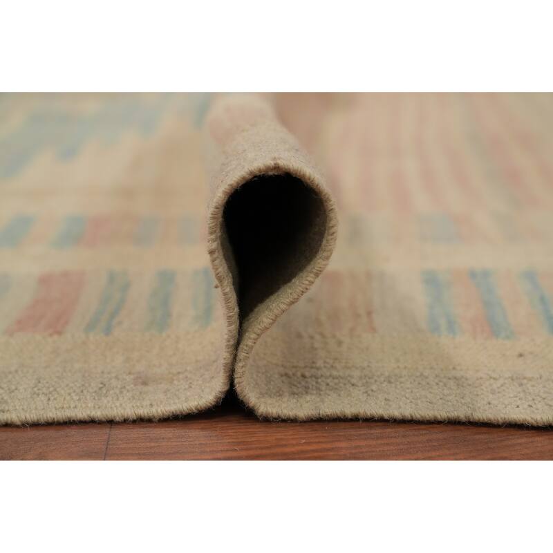 Hand Woven Oriental 100% Wool Carpet Southwestern Tribal Multi-Colored Kilim Area Rug - 9' 9'' X 6' 7''