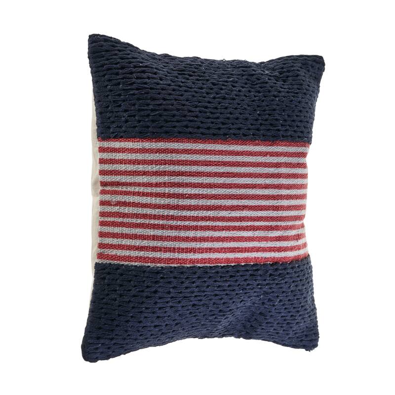Handwoven Nautical Striped Square Throw Pillow - 20" - Navy and Red