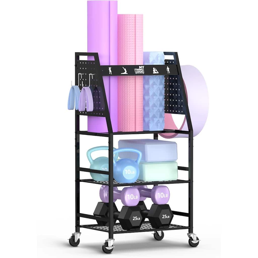 Home Gym Storage Rack for Workout Equipment - 12.6"D x 17.1"W x 34.8"H