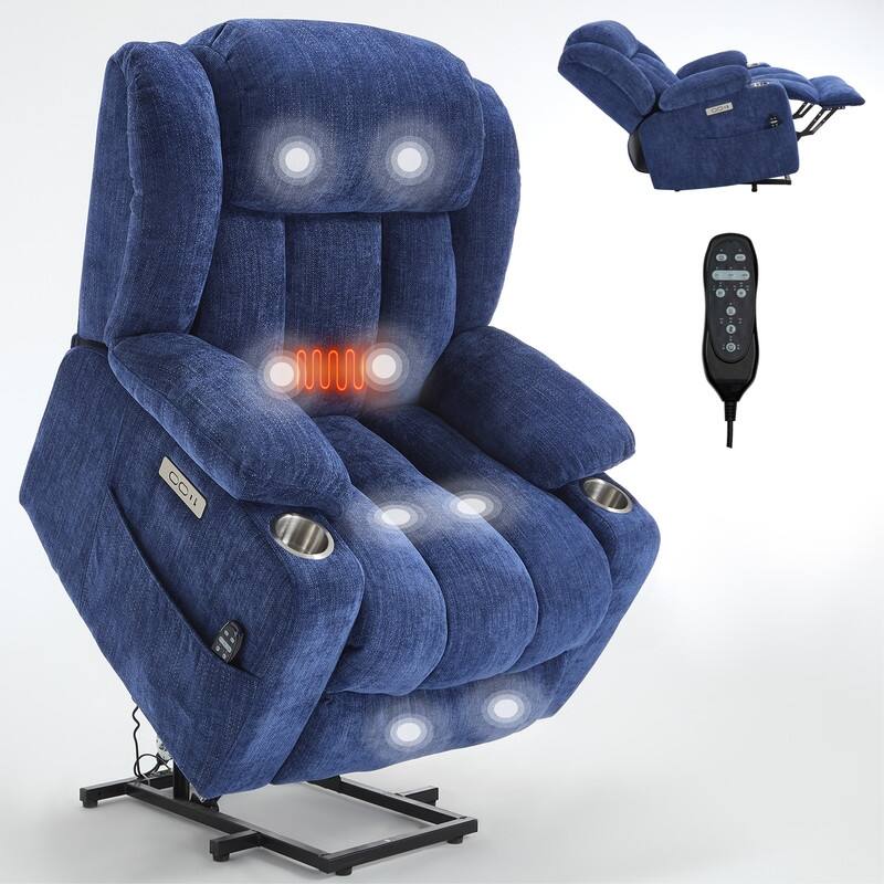 Power Lift Recliner Chair, 350 LBS Capacity, 8-Point Massage & Heat, USB Ports