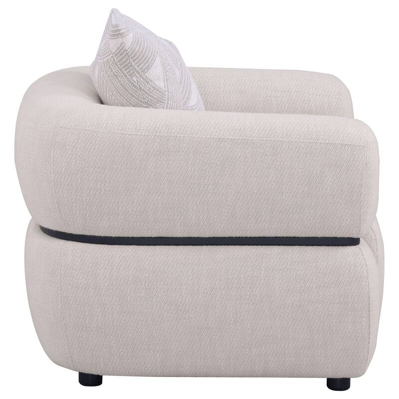 Jeanette Fabric Upholstered Round Arm Accent Chair Beige