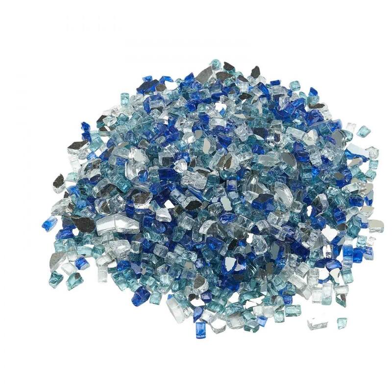 Cobalt Blue Aqua Clear Tempered Fire Glass Rocks Crushed 10 lbs. for Fire Pits - 1/2 inch