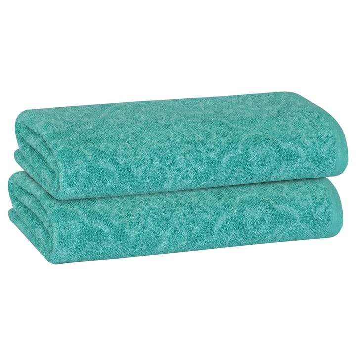 PREMIUS 2 Pack Damask 100% Cotton Yarn Dyed Bath Sheet, 32x64 Inches - 30x64 Inches
