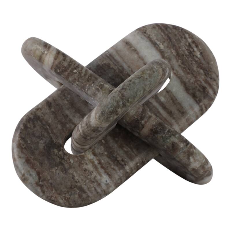 Stone and Marble Decorative Object with Rounded Interlocking Design - 9" x 9" x 9"