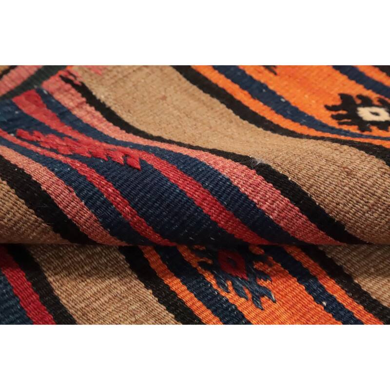 Hand Woven Oriental 100% Wool Carpet Southwestern Tribal Multi-Colored Kilim Area Rug - 8' 4'' X 4' 9''