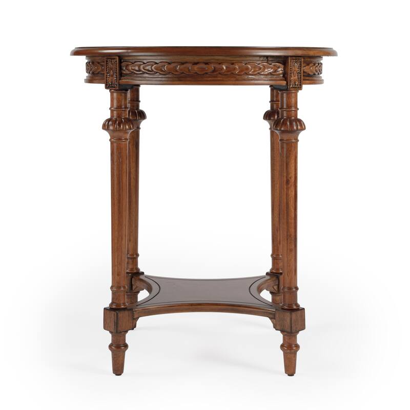 Hellinger 24 in. W Round Wood Tall End Table with Open Shelf