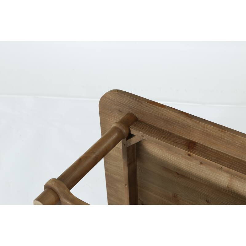 47" Rectangle Coffee Table, Solid Wood Center Table with 2-Tier Storage