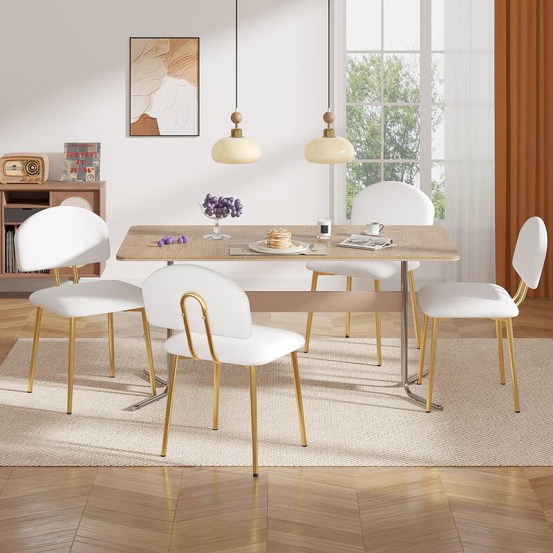 Javlergo Modern PU Leather Dining Chairs Set of 2 or 4 Upholstered Side Chairs Oval Back Compact Kitchen Chairs for Dining Room