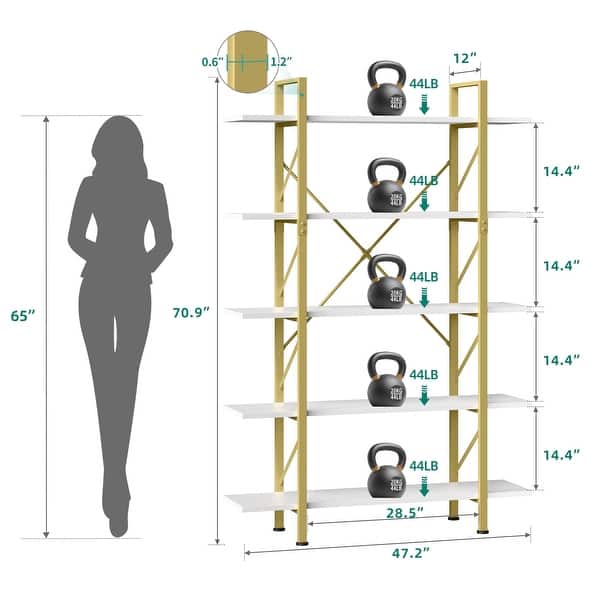 5-Tier Bookshelf, Storage Rack Shelf