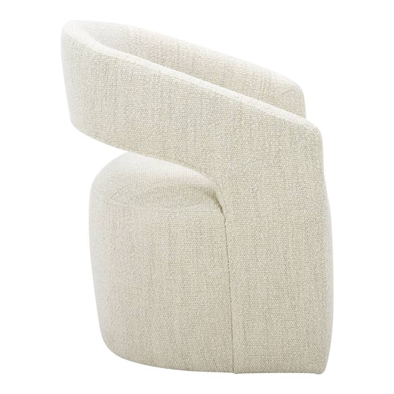 NADAAL STUDIOS Bailey, Rolling Dining Chairs Solid Wood with Performance Boucle Upholstery, White