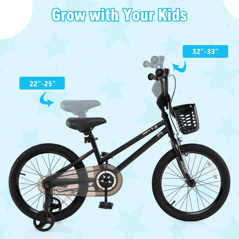 Kids Bike with Basket Adjustable Seat and Training Wheels