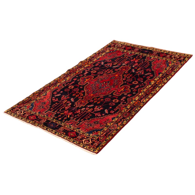 ECARPETGALLERY Hand-knotted Anatolian Vintage Navy, Red Wool Rug - 4'5 x 7'4