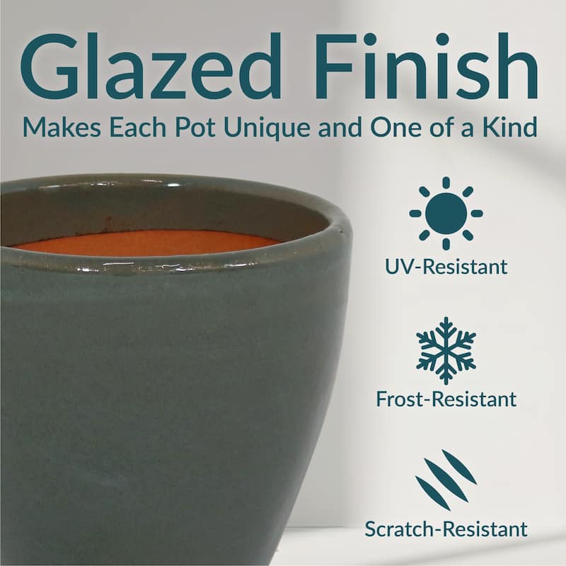 Resort Ceramic Indoor/Outdoor Planter - Set of 2 - Gray - 8-Inch