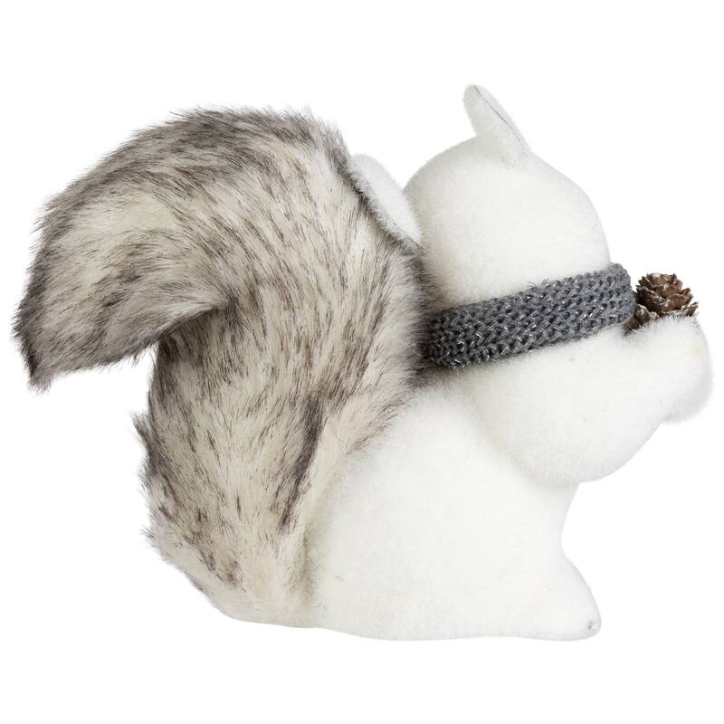 Sitting Squirrel with Frosted Pinecone Christmas Figurine - 8"
