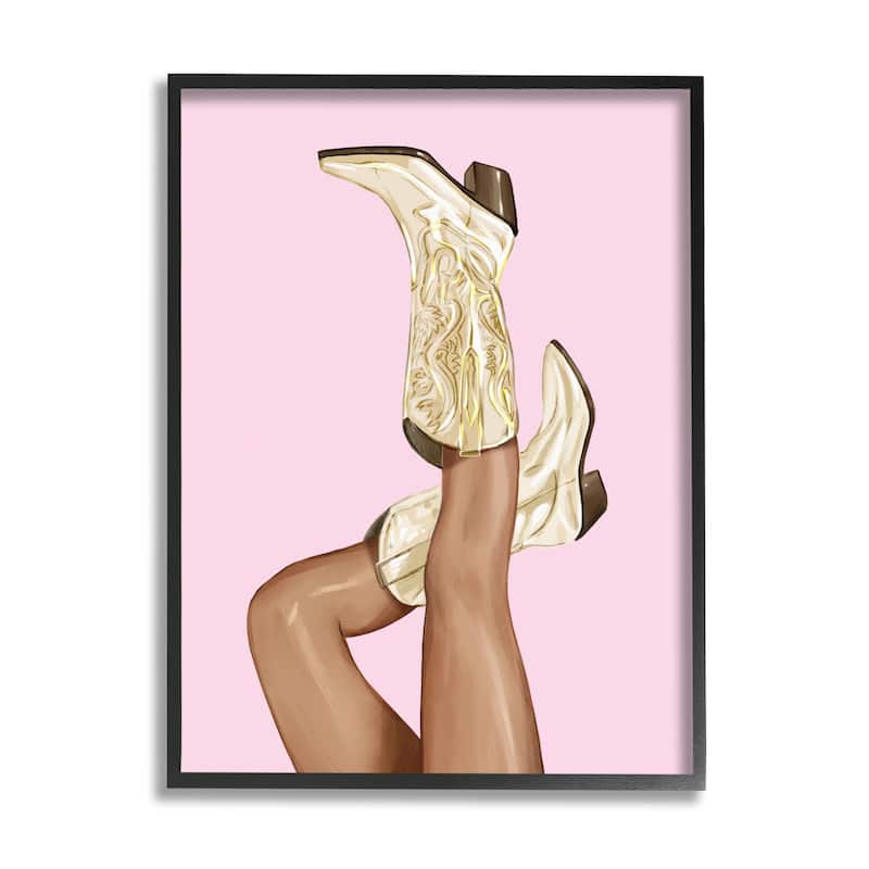 Stupell Pink Country Cowgirl Boots Framed Giclee Art by Ziwei Li