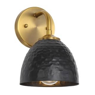 Golden Lighting Shepard 1-light Wall Sconce in Modern Brass and Matte White shade