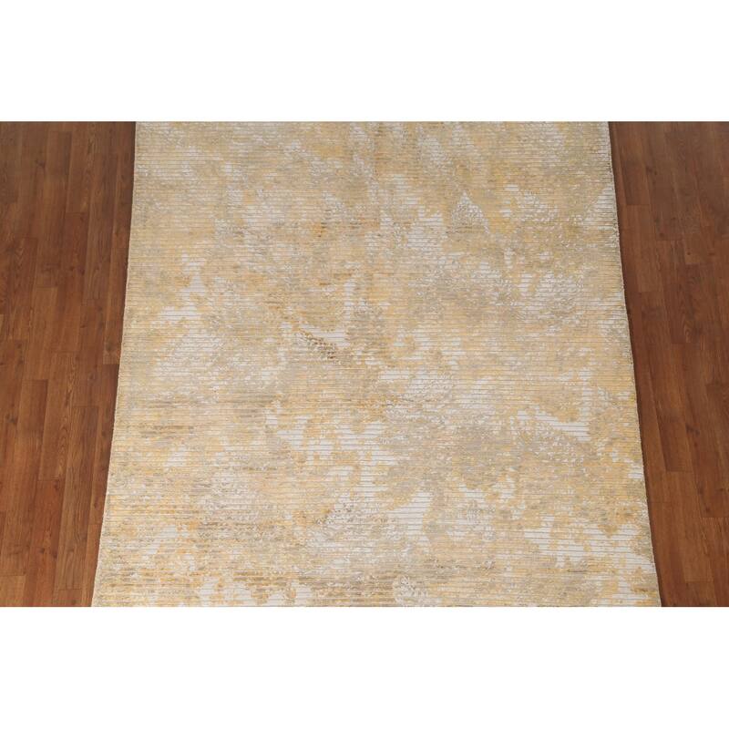 Striped Abstract Oriental Area Rug Hand-Knotted Wool Carpet - 5'6" x 7'9"