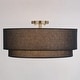 preview thumbnail 10 of 8, Burnaby Gold Brass Mid-Century Modern Semi Flush Mount Ceiling Light Black Linen Drum Shade