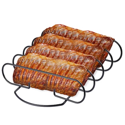 4-Piece Non-Stick Rib Rack Full Racks of Standing Ribs Holder - N/A