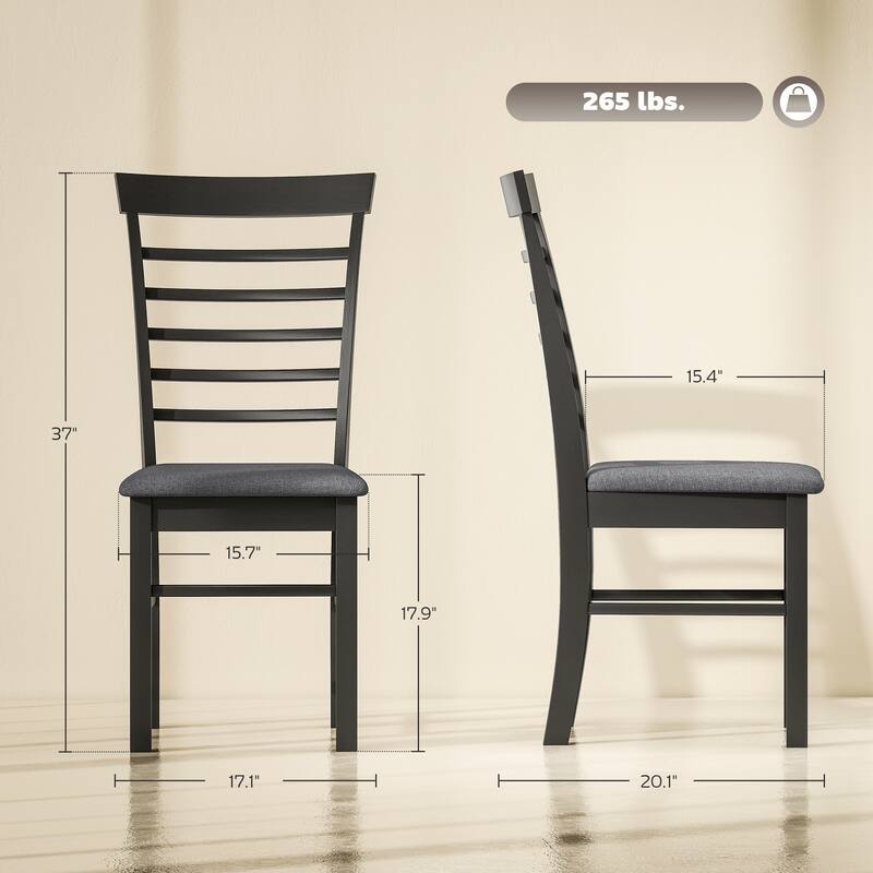 HOMCOM Wooden Dining Chairs Set of 4, Farmhouse Upholstered Kitchen Chairs with Rubber Wood Frame for Living Room, Dining Room