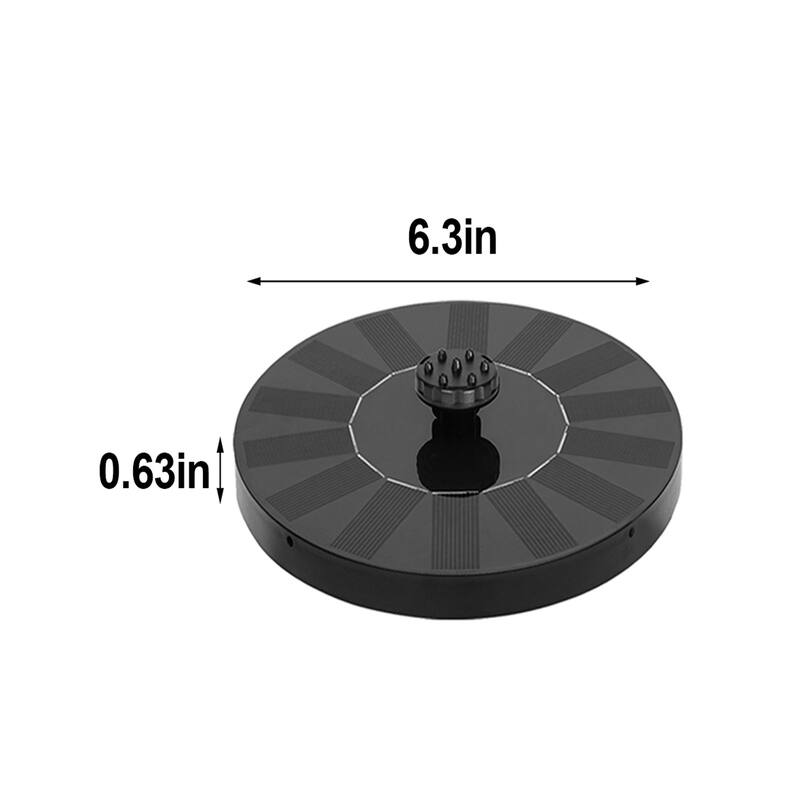 Javlergo Solar Fountain Pump Black Solar Powered Fountain with 6 Nozzles for Bird Bath Small Pond Garden Decor