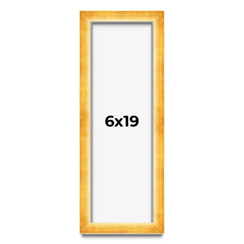 6x19 Shadow Box Frame Gold | 1.625 Inches Deep Real Wood Traditional