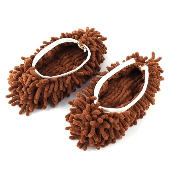 Microfiber Elastic Cuff Floor Cleaning Mop Slippers Shoes Cover Brown Pair  - Bed Bath & Beyond - 17593077