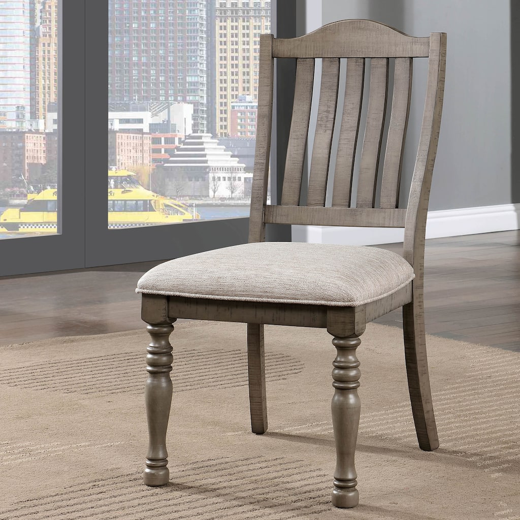 Furniture of America Urth Transitional Grey Linen Padded Curved Backrest Dining Chairs (Set of 2)
