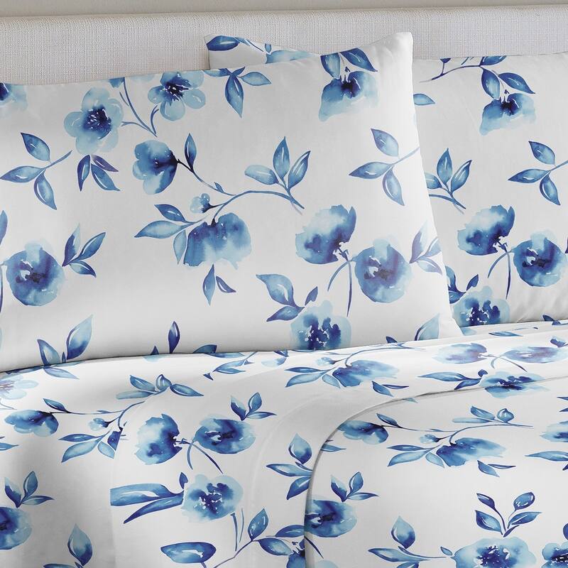 Pointehaven Combed Cotton Crisp Percale Printed 2 pc Pillow Cases