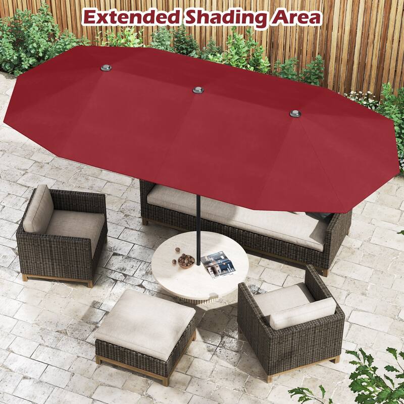 Gymax 13 FT Double-sided Patio Umbrella Outdoor Large Twin Size