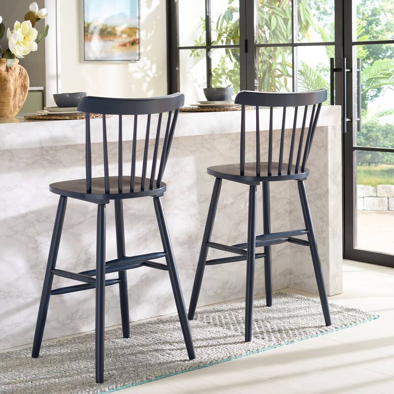 SAFAVIEH Aida 30-inch Spindle Farmhouse Bar Stool (Set of 2) - 19.9" x 19.8" x 38" - 20"W x 20"D x 43"H