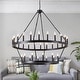 preview thumbnail 1 of 30, Large Black Wagon Wheel Chandelier Farmhouse Pendant Light Fixture