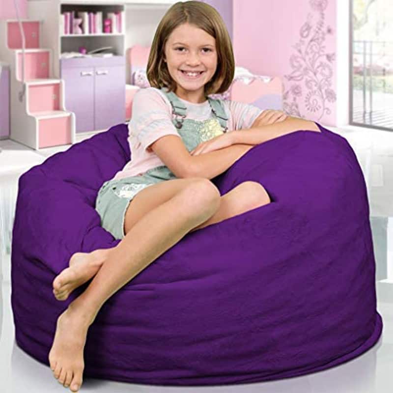 Ultimate Sack 3ft Bean Bag Chair, Oversized Indoor Comfy Lounger, Purple Suede