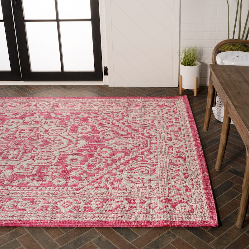 JONATHAN Y Rozetta Medallion Textured Weave Indoor/Outdoor Area Rug