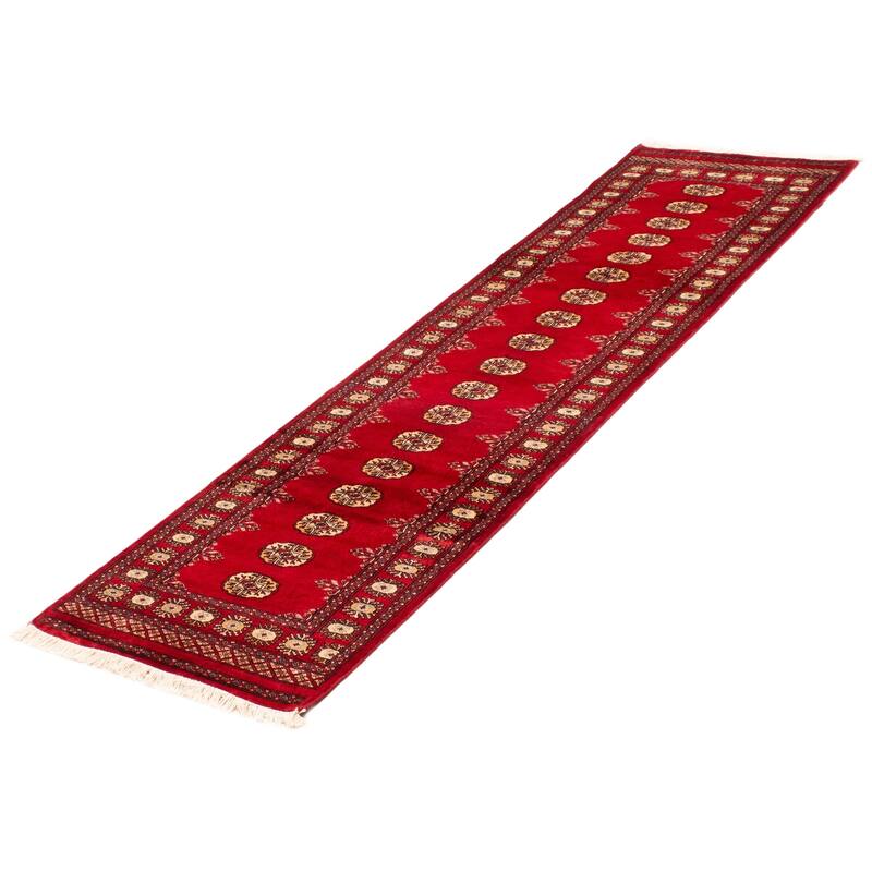 ECARPETGALLERY Hand-knotted Peshawar Bokhara Red Wool Rug - 2'7 x 9'9