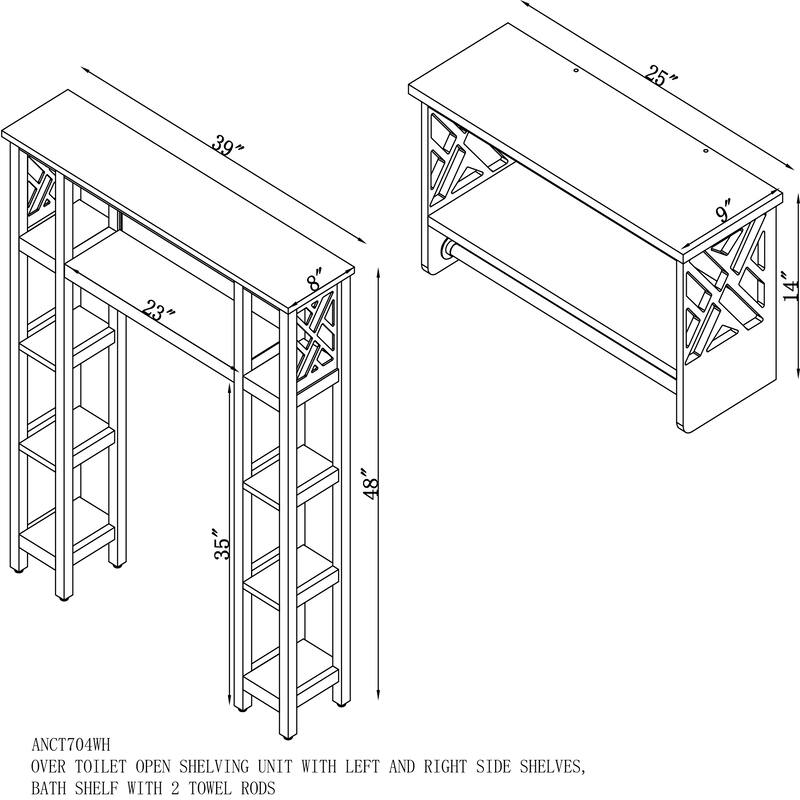 Porch & Den Altadena Over Toilet Open Shelving Unit with Left and Right