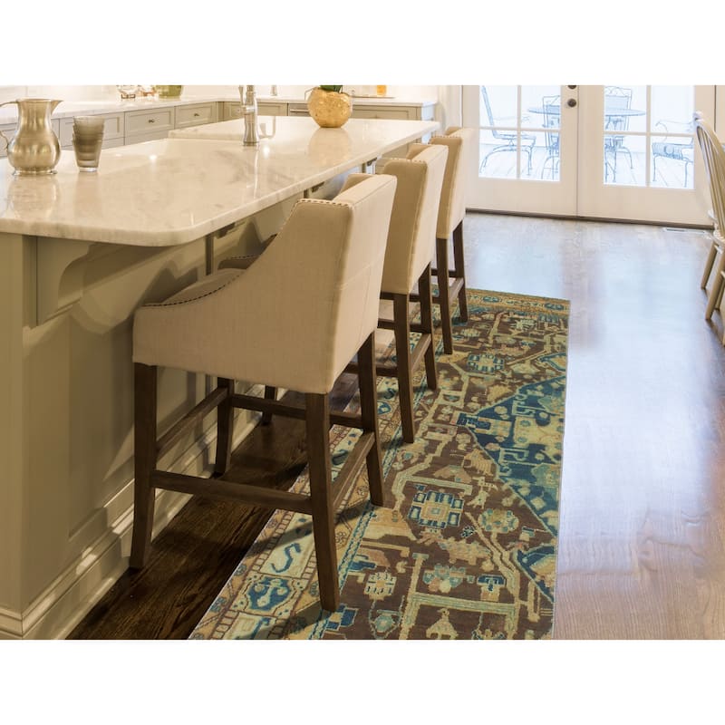 Vintage Distressed Cathrine Brown/Blue Runner - 2'4" x 9'10"
