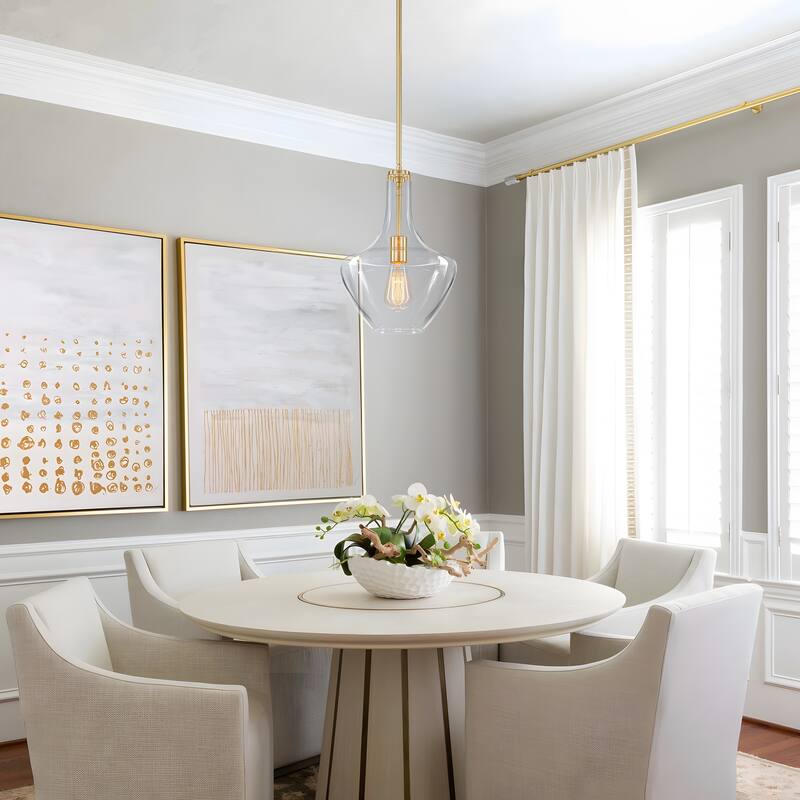 Starsky 1-light Modern Teardrop Pendant Light with Thick Clear Glass Shade