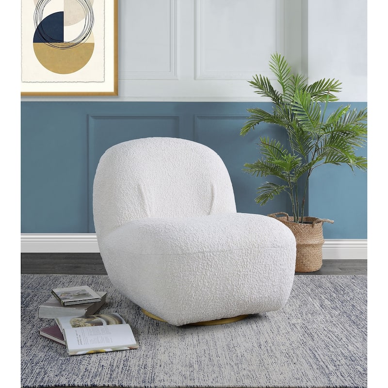 Upholstered Accent Swivel Chair - White