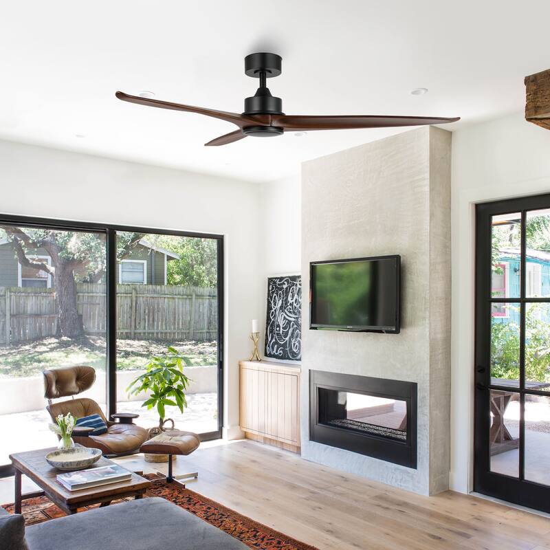 WINGBO 60" Solid Wood DC Motor Indoor Ceiling Fan with Remote Control
