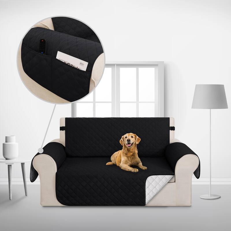 Reversible Loveseat Slipcover Protector - Black