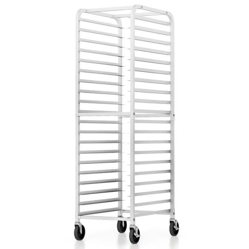 Gymax 20-tier Bun Pan Speed Rack w/ Lockable Rubber Wheels 3'' Spacing