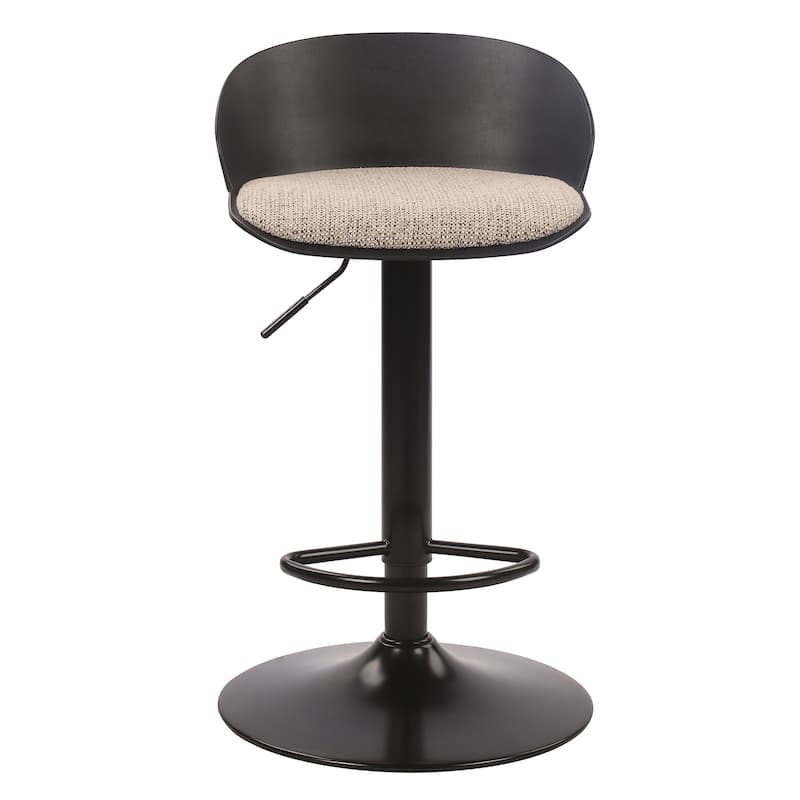 Contemporary Metal and Fabric Adjustable Air-Lift Stool, Set of 2