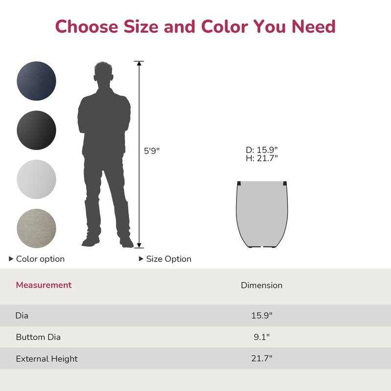 Concrete Tall Round Planter with Drainage Hole for Indoor & Outdoor