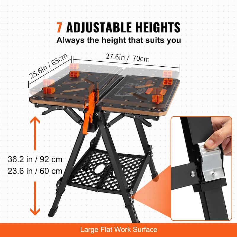 UIMOSO Convertible Workstation, Dual-Function as Sawhorse/Workbench, Supports up to 1000 lbs, 7 Height Options